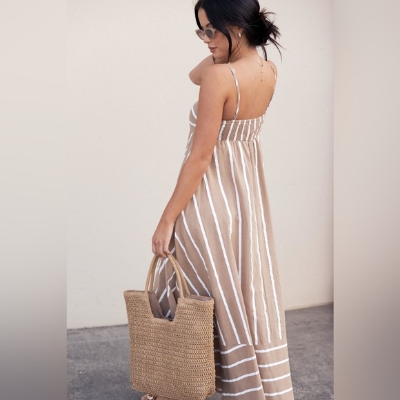 PETAL & PUP BREA MAXI DRESS - TAN STRIPE S B1785 - Picture 6 of 9